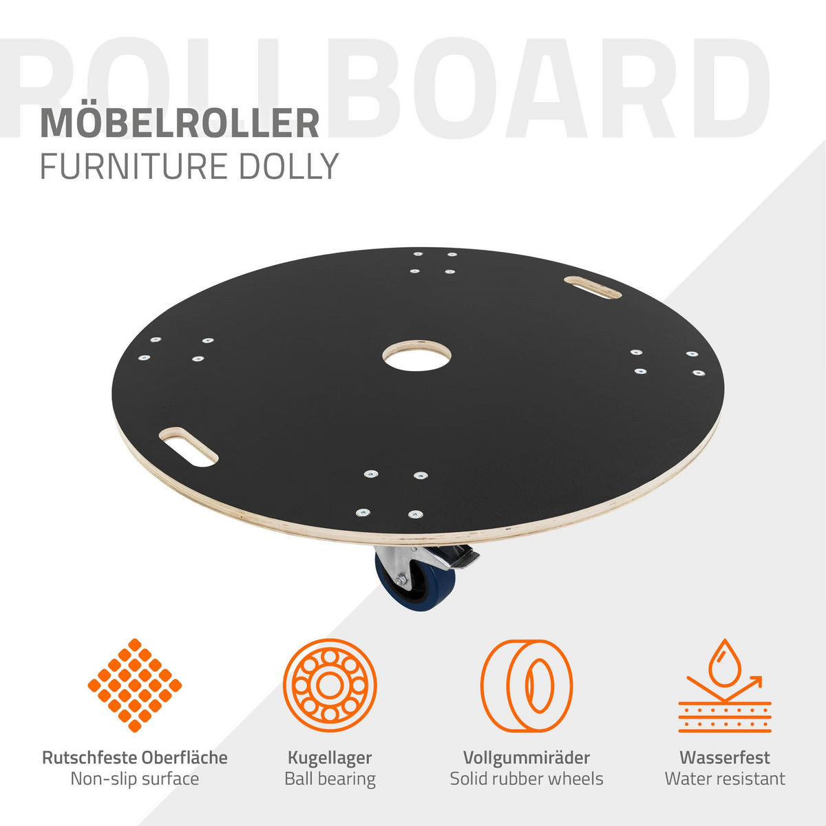 TRANSPORTROLLER 2er Set rund Ø87x14,5 cm Tragkraft 800kg - Grau, Holzwerkstoff (87/87/14.5cm) - ECD-Germany