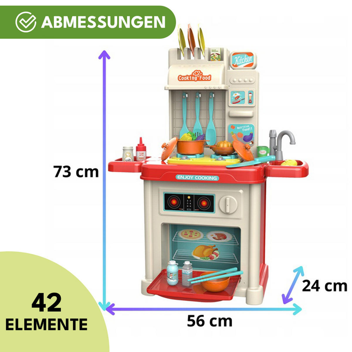 KINDERKÜCHE Spielküche mit Backofen - Multicolor, Kunststoff (24/56/73cm) - KRUMAD