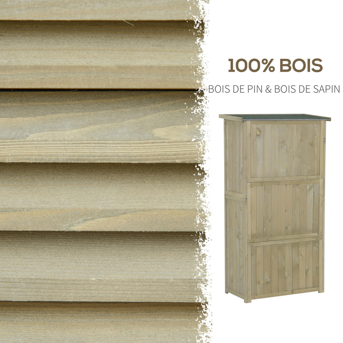 GERÄTESCHUPPEN DE-17569 2 Jalousietüren mit Bitumendach Sand - Sandfarben, Holz (87/160/46.5cm) - ComfortXL