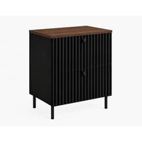 BADEZIMMERSCHRANK: Schwarz / Platte Nusseiche / Griffe Schwarz / Beine Schwarz, 60 x 46 x 73,6 cm - Schwarz, Holzwerkstoff (60/73.6/46cm) - 3XE LIVING