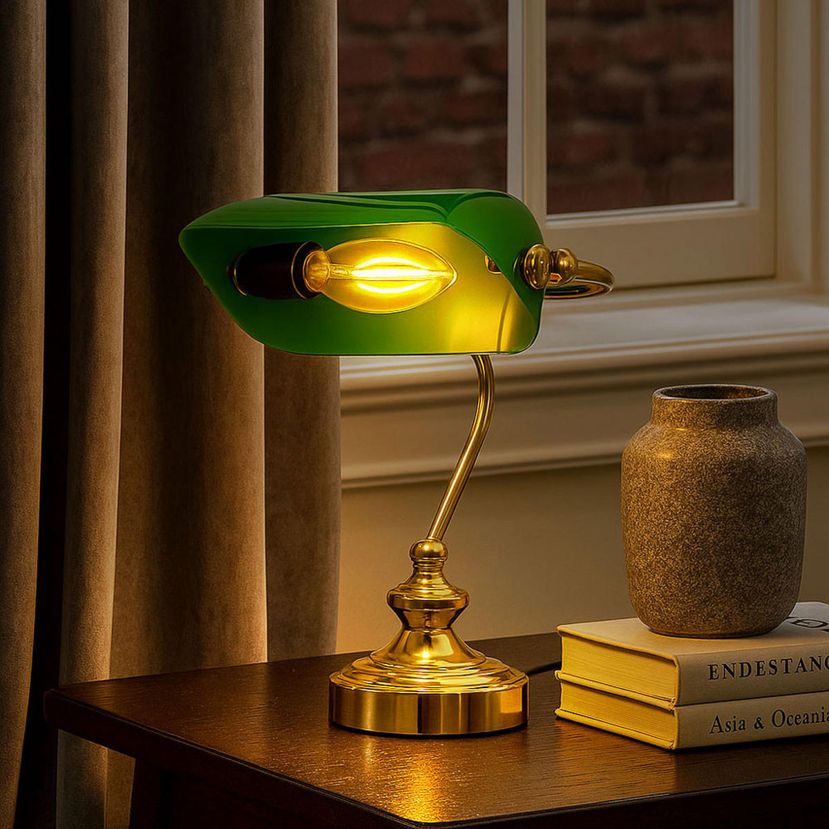 LED TISCHLEUCHTE Messing Grün - Grün, Metall (19/16.5/24cm) - Globo Lighting