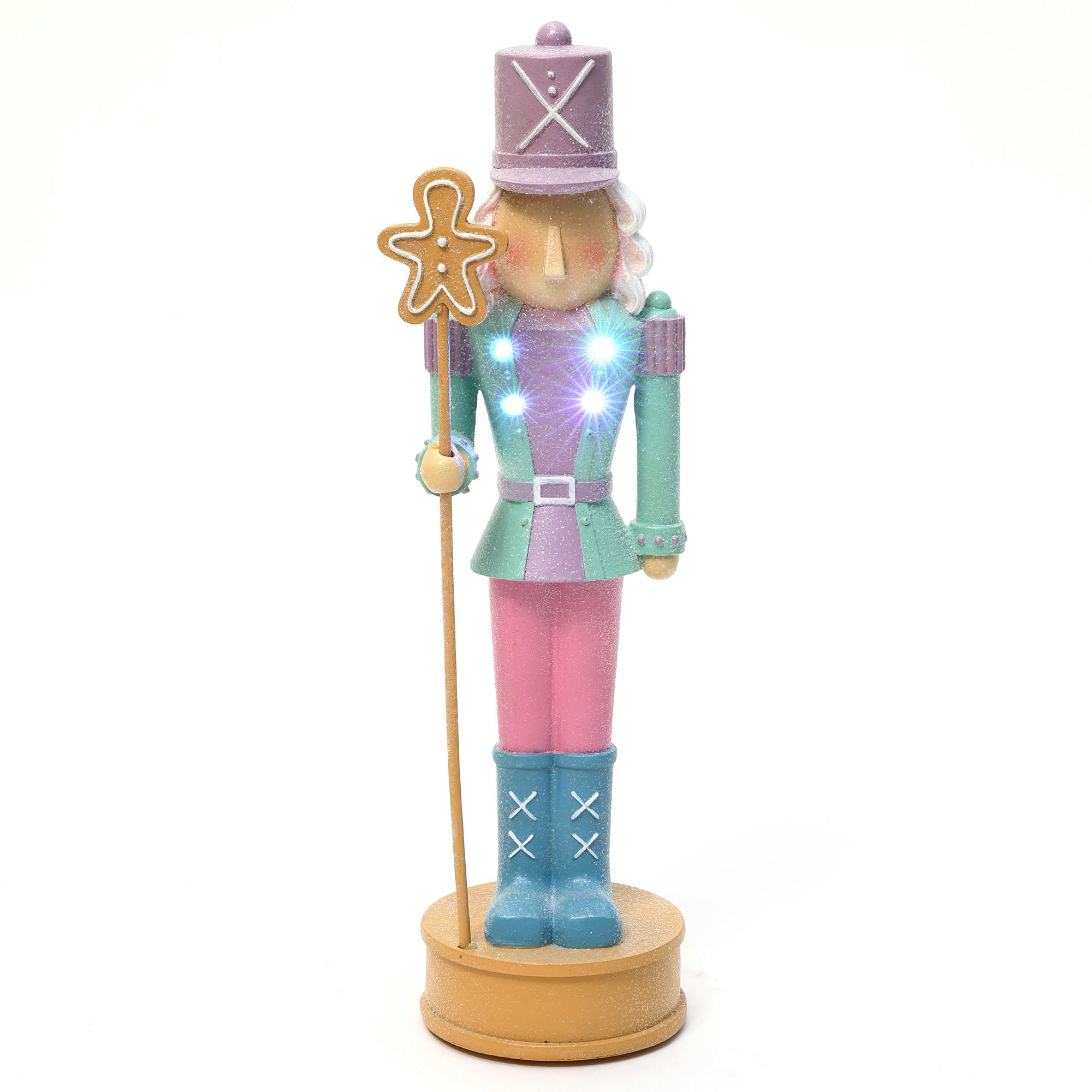 NUSSKNACKER Figur mit LED B13 x T12 x H45 cm - Pink, Naturmaterialien (12/45/13cm) - Hometopia