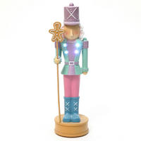 NUSSKNACKER Figur mit LED B13 x T12 x H45 cm - Pink, Naturmaterialien (12/45/13cm) - Hometopia