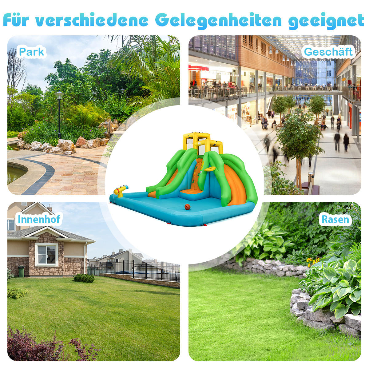 HÜPFBURG 255cm Multicoloured - Multicolor, Kunststoff (400/360/255cm) - COSTWAY
