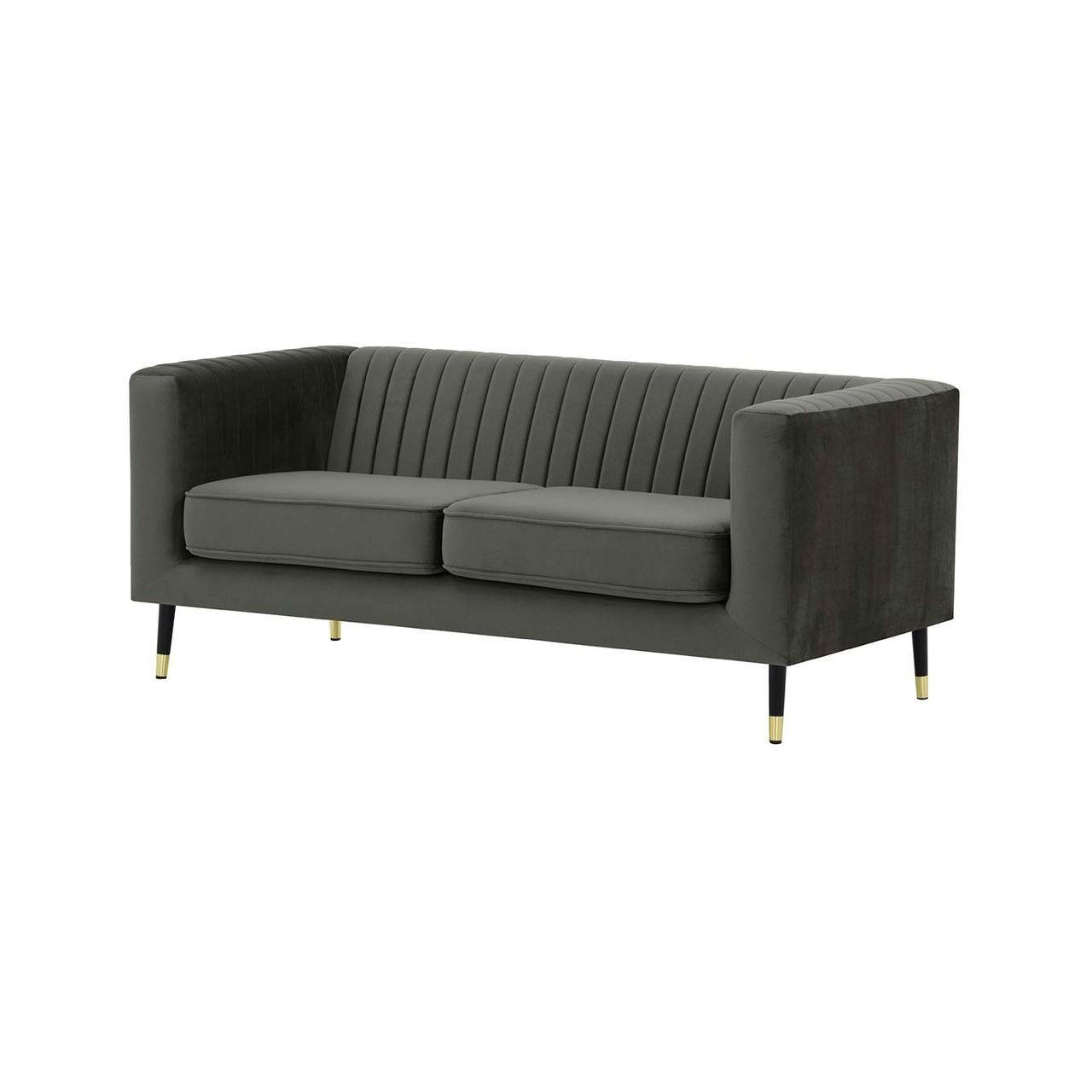 ZWEISITZER-SOFA Slender-Velluto 19 - Dunkelgrau, Holz/Textil (170/71/83cm) - SLF24