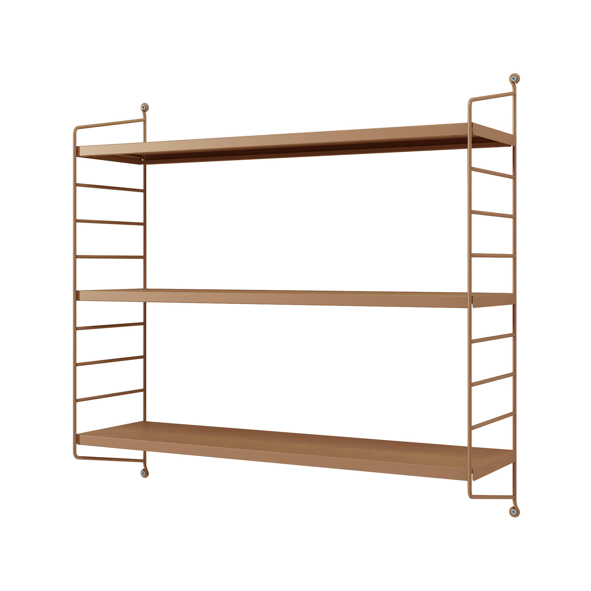 SADA NÁSTĚNNÝCH POLIČEK 3 KS Strängnäs - světle hnědá, kov (60/50/15cm) - [en.casa]