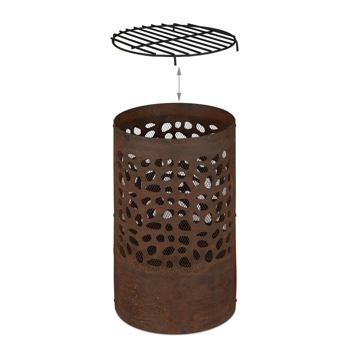 FEUERTONNE - Braun, Metall (37/60/37cm) - Relaxdays