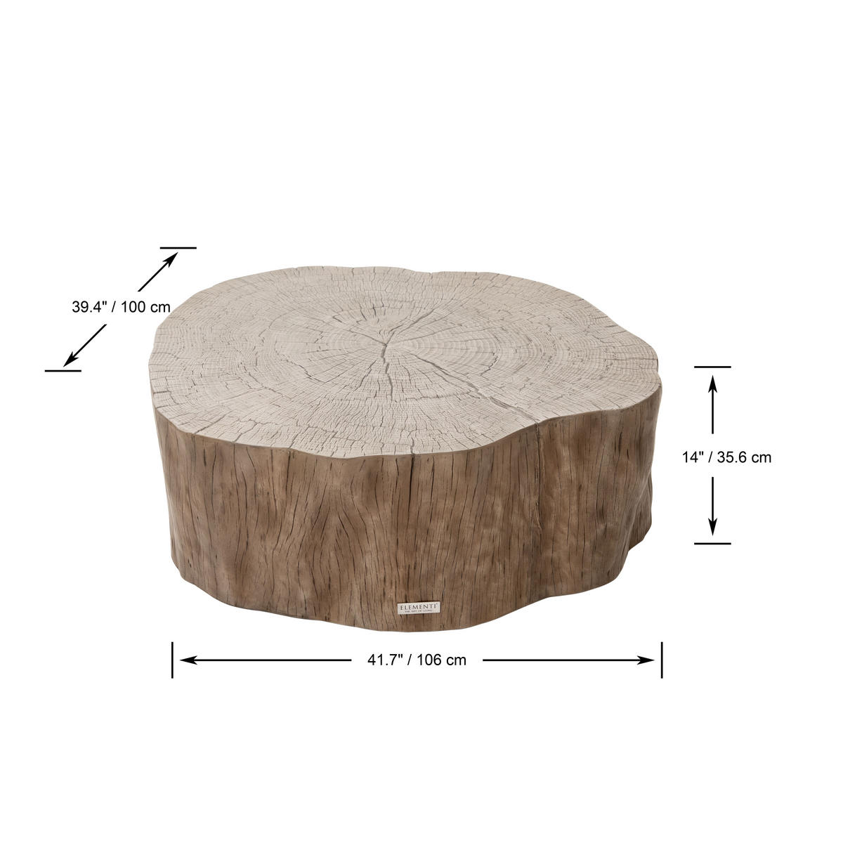 COUCHTISCH DAINTREE aus GF-Beton, Wetterbeständig, 106x100x36 cm - Rotbraun, Naturmaterialien (106/100/36cm) - Elementi