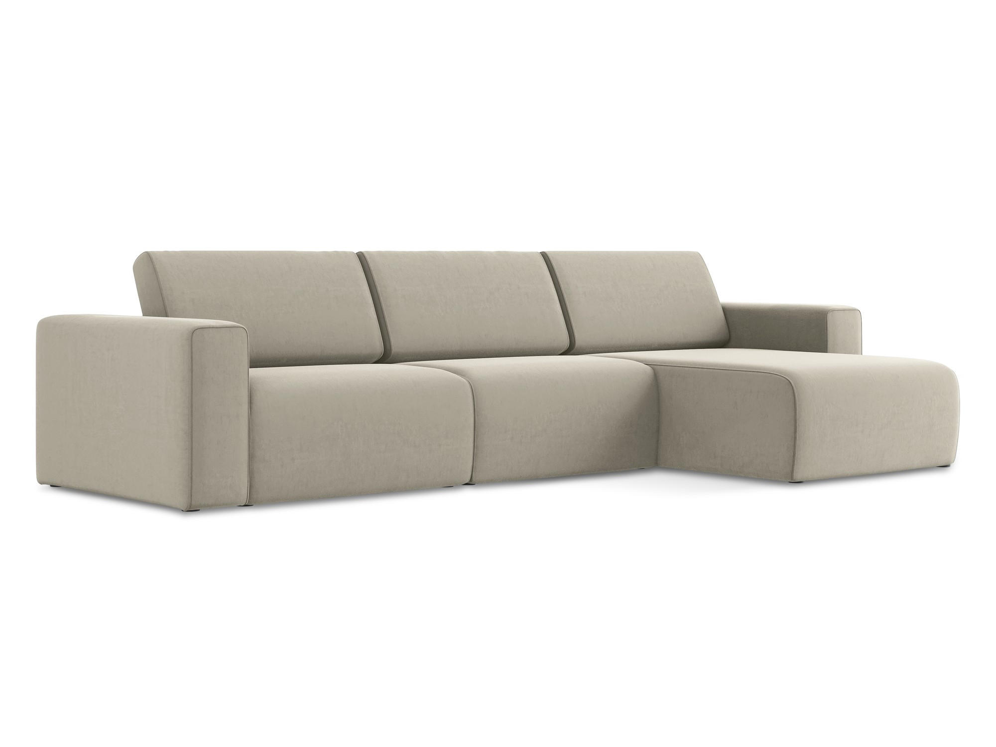 ECKSOFA Rechts Samt Stoff Creme - Perlmutt/Lila, Kunststoff/Textil (314/167cm) - Makamii