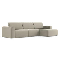 ECKSOFA Rechts Samt Stoff Creme - Perlmutt/Lila, Kunststoff/Textil (314/167cm) - Makamii