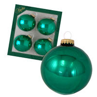 CHRISTBAUMKUGELN Uni-Design Cosima Grün 8cm (Glas / 4 Stk.) - Grün, Glas (8/8/8cm) - Krebs Glas Lauscha