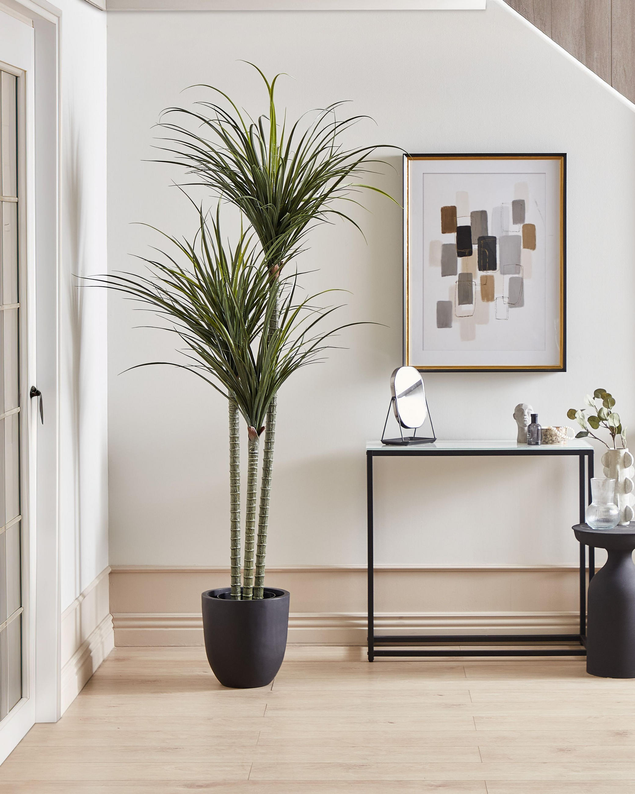 KUNSTPFLANZE im Blumentopf 198 cm Grün/Schwarz Dracaena Anita - Schwarz/Grün, Kunststoff (198cm) - Beliani
