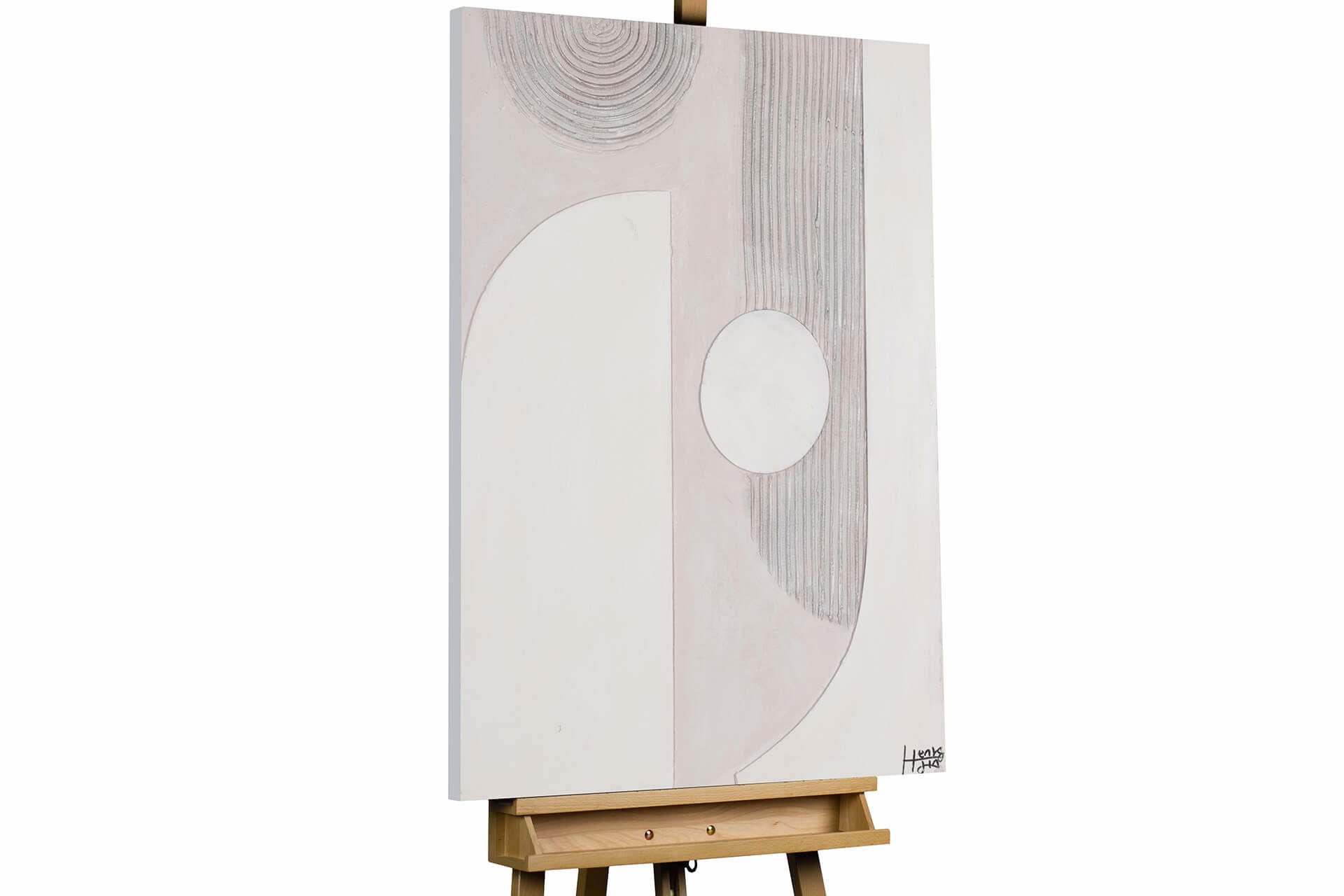 ACRYLBILD HANDGEMALT 75/100 cm - Beige/Weiß, Holz/Textil (75/100cm) - KUNSTLOFT