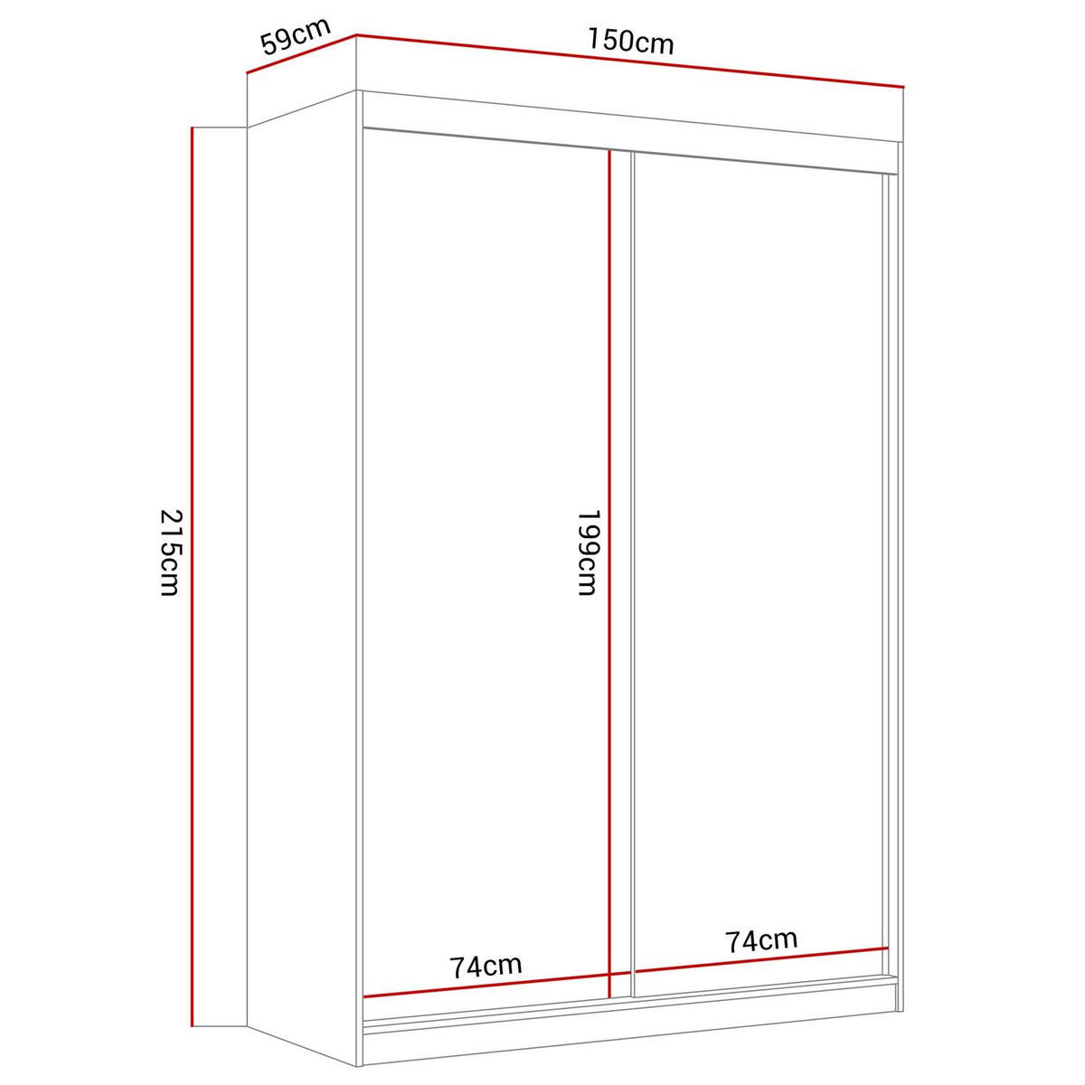 KLEIDERSCHRANK CAMARO II PLUS Kaschmir mit Spiegel 150 cm - Kaschmir, Holzwerkstoff (150/215/59cm) - Lookway