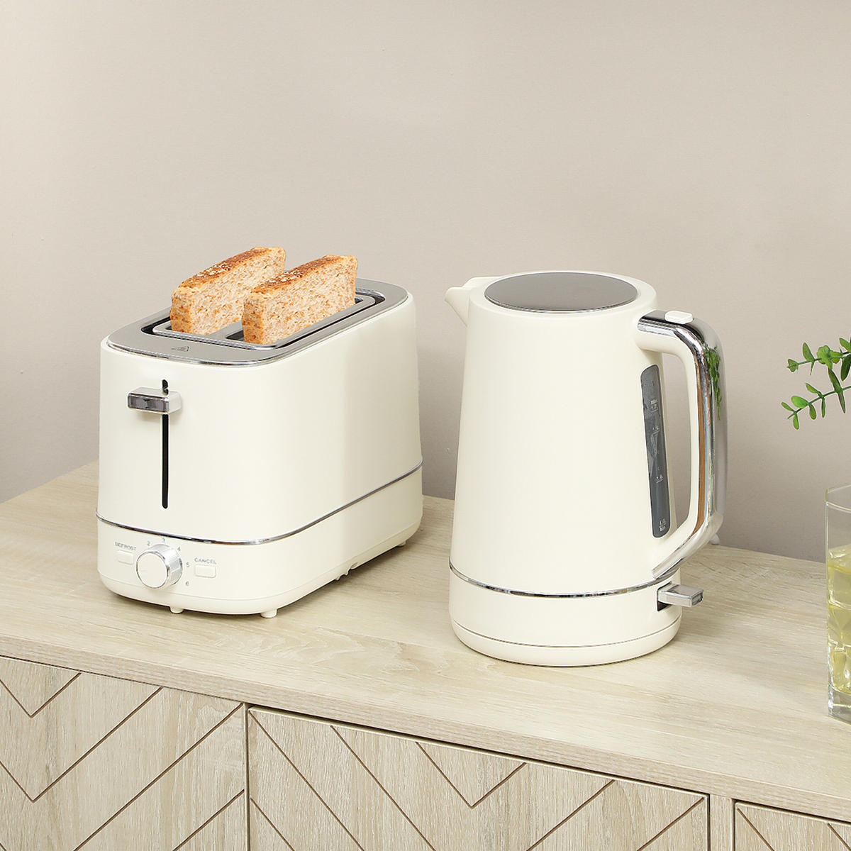 KOCHER-TOASTER-SET 2er Set Stahl Kunststoff Beige - Beige, Kunststoff (16/24.3/21.2cm) - HOMCOM