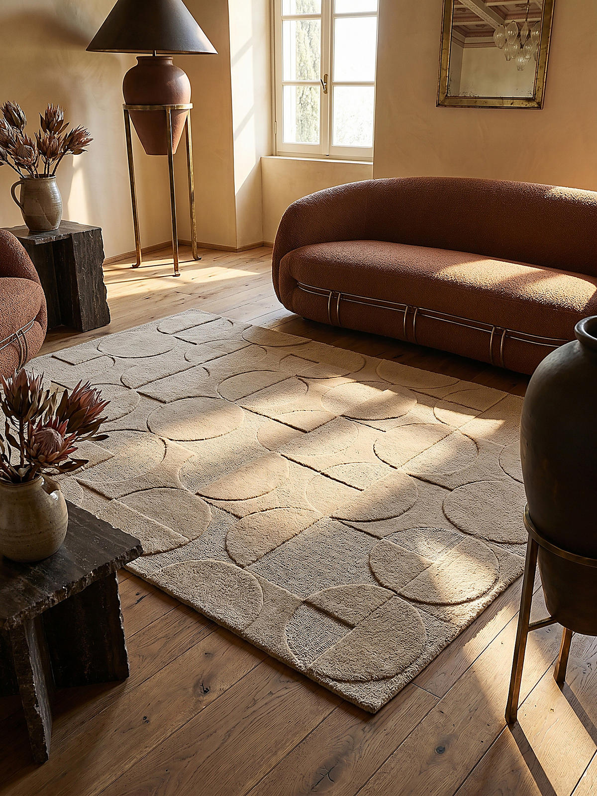 WOLLTEPPICH Geometrisches-Design, naturfarben DEBEN NOAH, Braun 120x170 cm - Braun, Textil (170/120cm) - KADIMA DESIGN