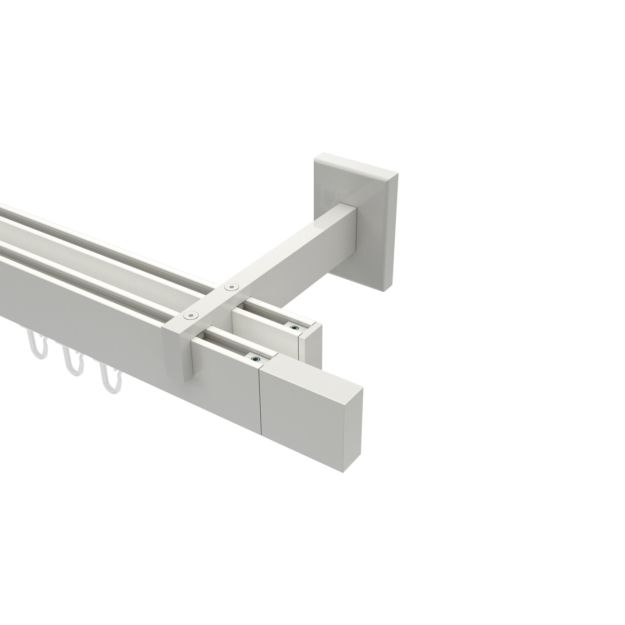 GARDINENSTANGE INNENLAUF Smartline Lox 360 cm (geteilt in 2 x 180 cm), 2-läufig, 14x35 mm Weiß - Weiß, Metall (360cm) - INTERDECO
