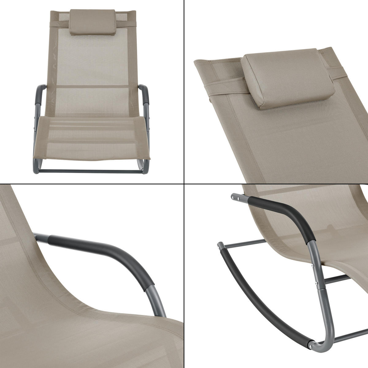 SCHAUKELLIEGE-SET 2 TLG. Caracena - Beige, Metall (147/89/63cm) - [en.casa]