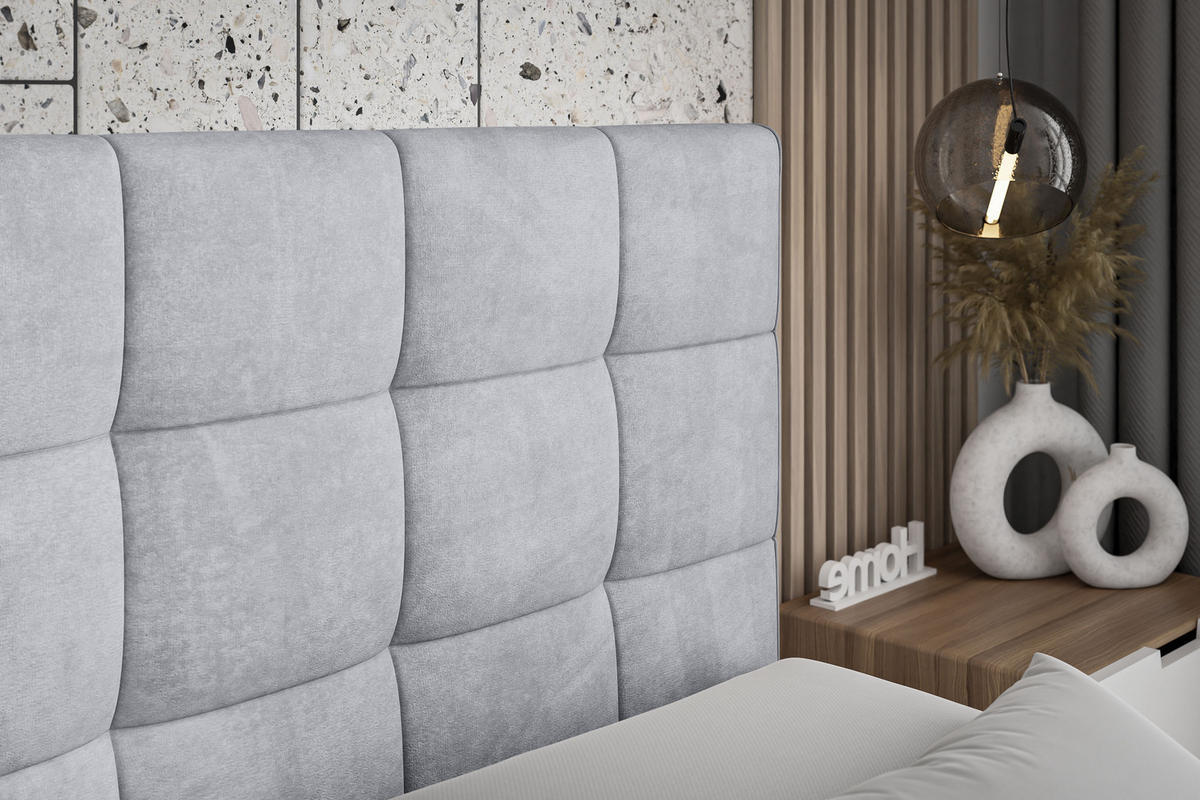 BOXSPRINGBETT APO KING - 120 x 200 - H3/H4 - Hellgrau - Hellgrau, Holzwerkstoff (120/200cm) - ALTDECOR