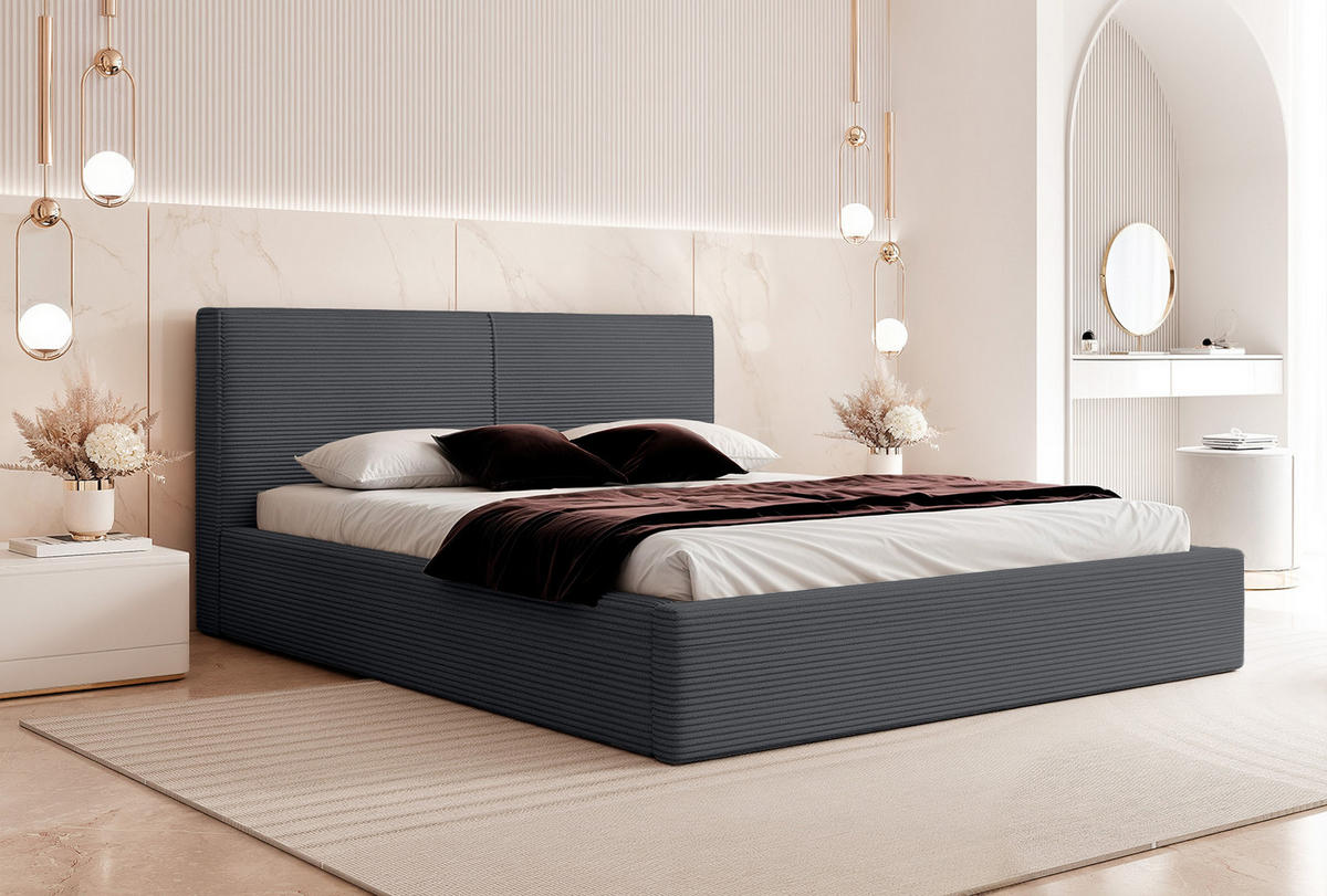 POLSTERBETT VIVELO 140x200 cm, Anthrazit - Anthrazit, Textil (200/140cm) - Fedve