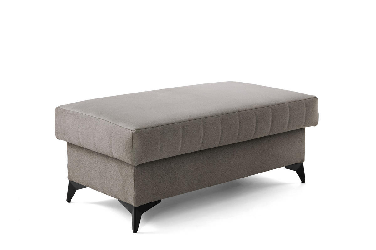 POUF PIERO 107 x 60 cm Velours Beige - Beige/Schwarz, Holz/Textil (107/43/60cm) - Muffo