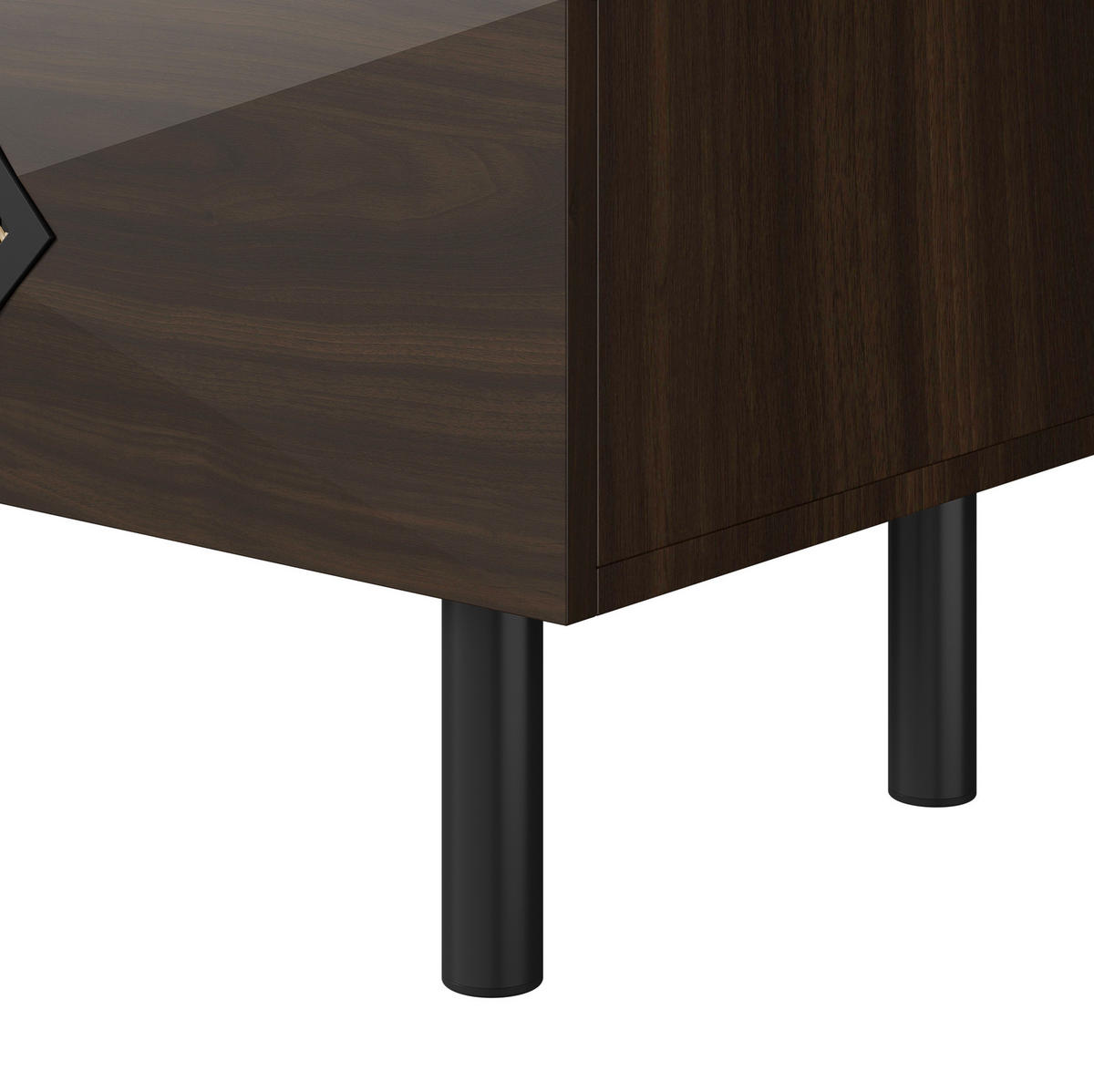 KOMMODE, 6 Schubladen, mit Rattan-Griffen und Metallbeinen – geräumig & modern, 120x40x74 cm, Walnussfarben - Naturfarben, Holzwerkstoff (40/74/120cm) - Modfu