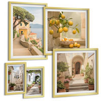 BILDER SET 5er Set - 50x50 cm & 20x30 cm & 40x60 cm Goldrahmen - Zitrusfrüchte in der Küche - Goldfarben, Kunststoff (40/60cm) - TULUP
