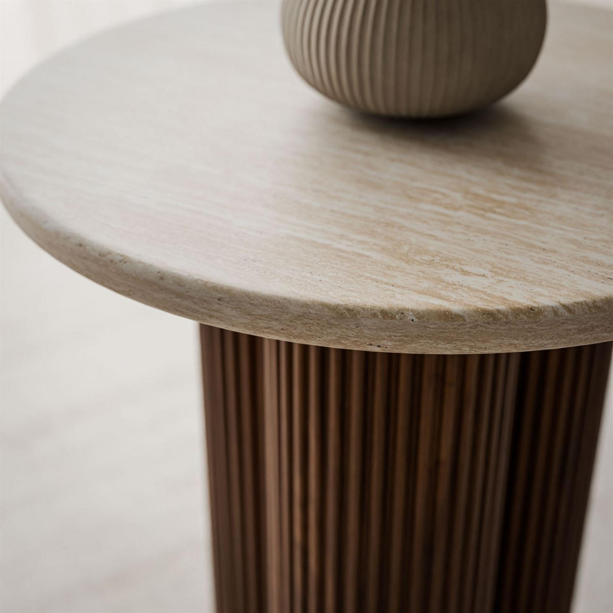 COUCHTISCH CANYON S mit gerilltem Sockel - Nussbaumfarben, Holzwerkstoff (50/50/56cm) - Lookway