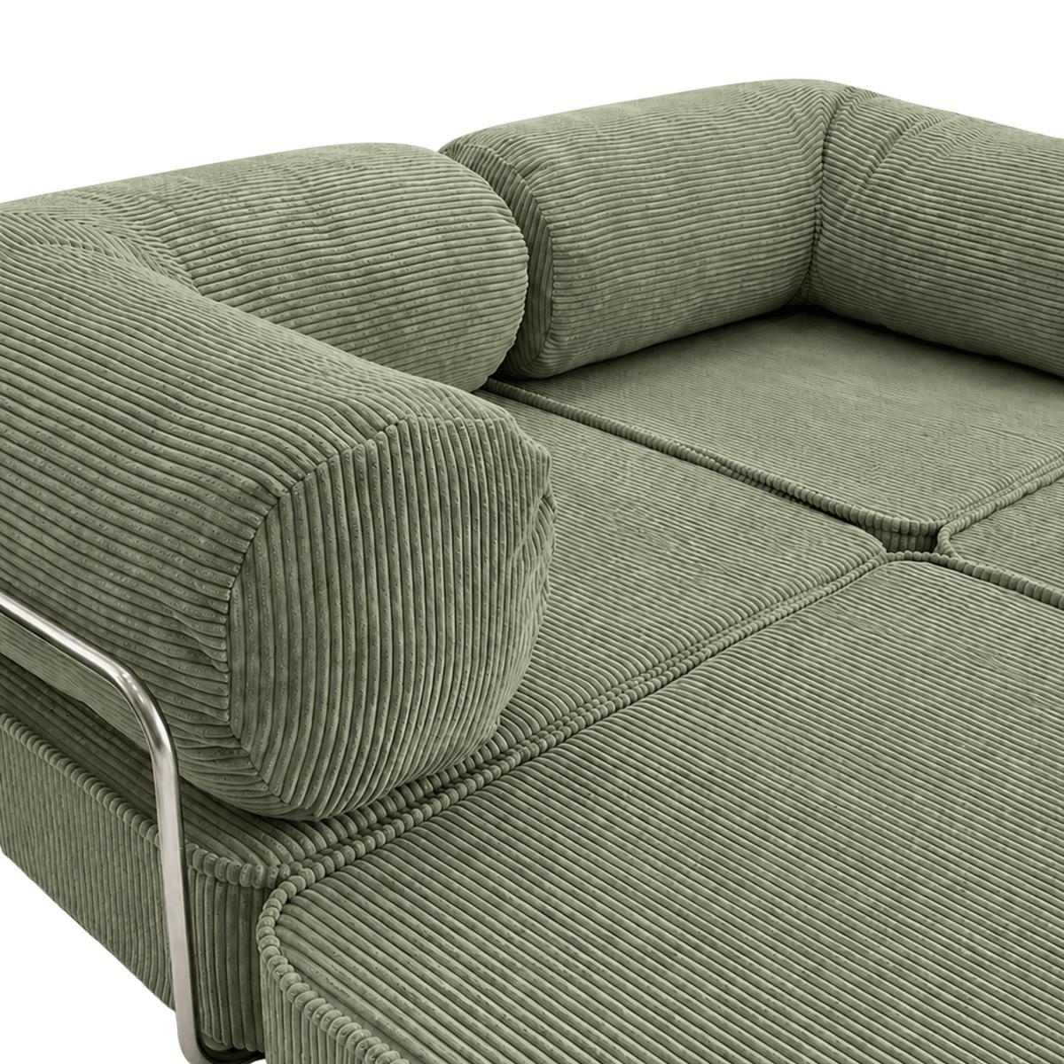 SOFA SURB Duo 100 Schlafsofa 2-Sitzer Olivgruen 200/100 cm - Chromfarben/Olivgrün, Textil/Metall (200/70/100cm) - SURB