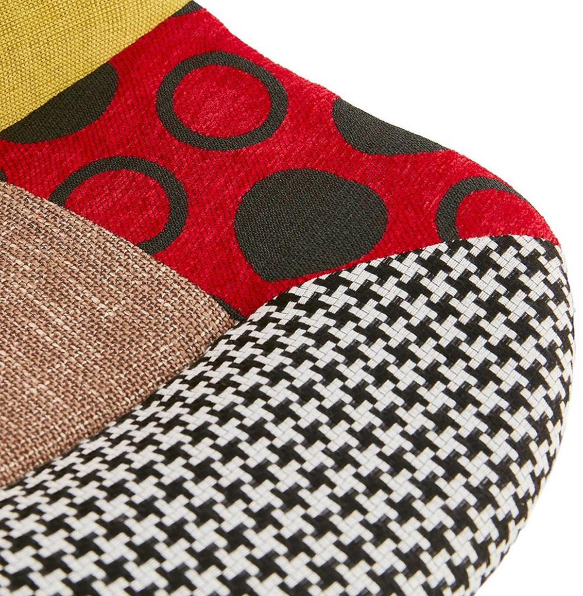 BARHOCKER – Patchwork Bunt, Eiche, hohe Lehne, 65 cm, TRIXA - Beige/Multicolor, Eichenholz/Holz (49/104/56cm) - KADIMA DESIGN