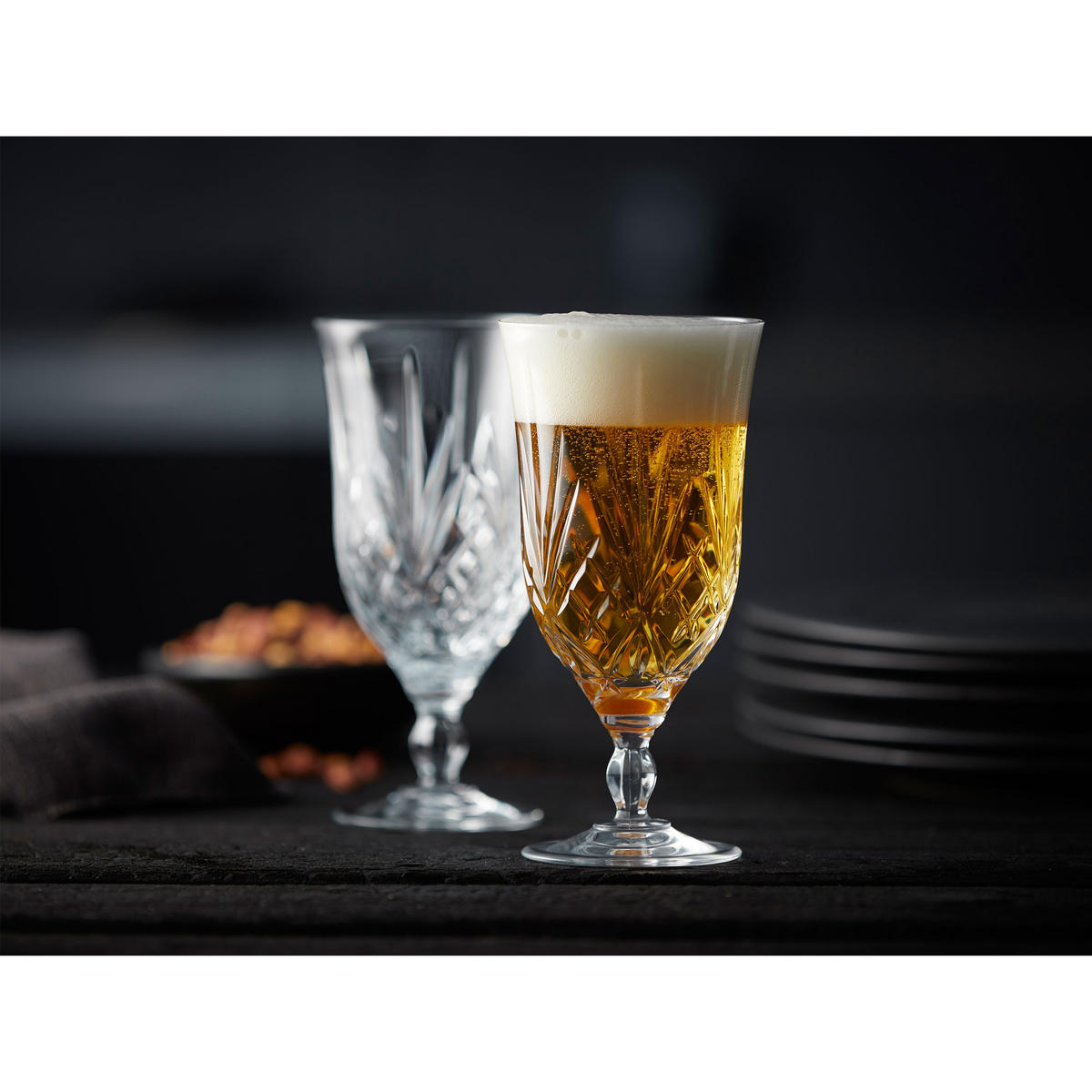 BIERGLAS Melodia 4er Set, Bierkelche, Kristallglas, Klar, 400 ml - Transparent, Glas (0.4L) - Lyngby Glas