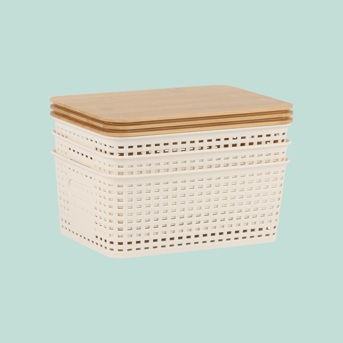 ŠKATLA - bela, umetna masa/les (25.5/10.5/18cm) - Relaxdays