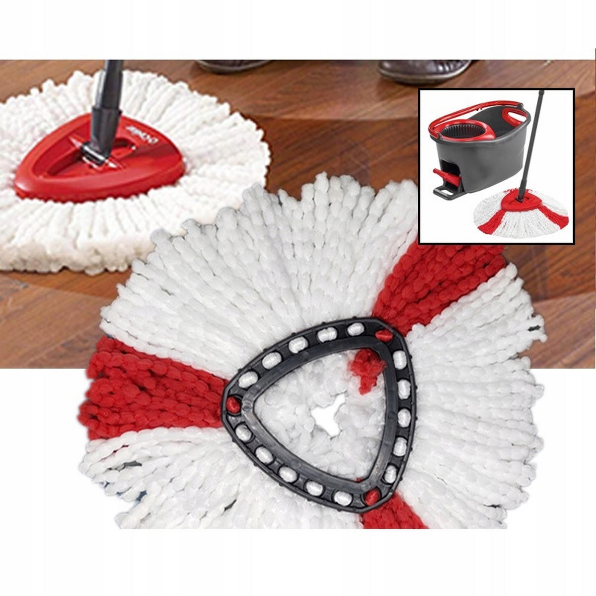 MOPPAUFSATZ Ersatz 3er-Set, 38 cm, Mikrofaser, passend für Drehmopp, waschbar, trocknergeeignet - Multicolor, Kunststoff/Metall (10/10/10cm)