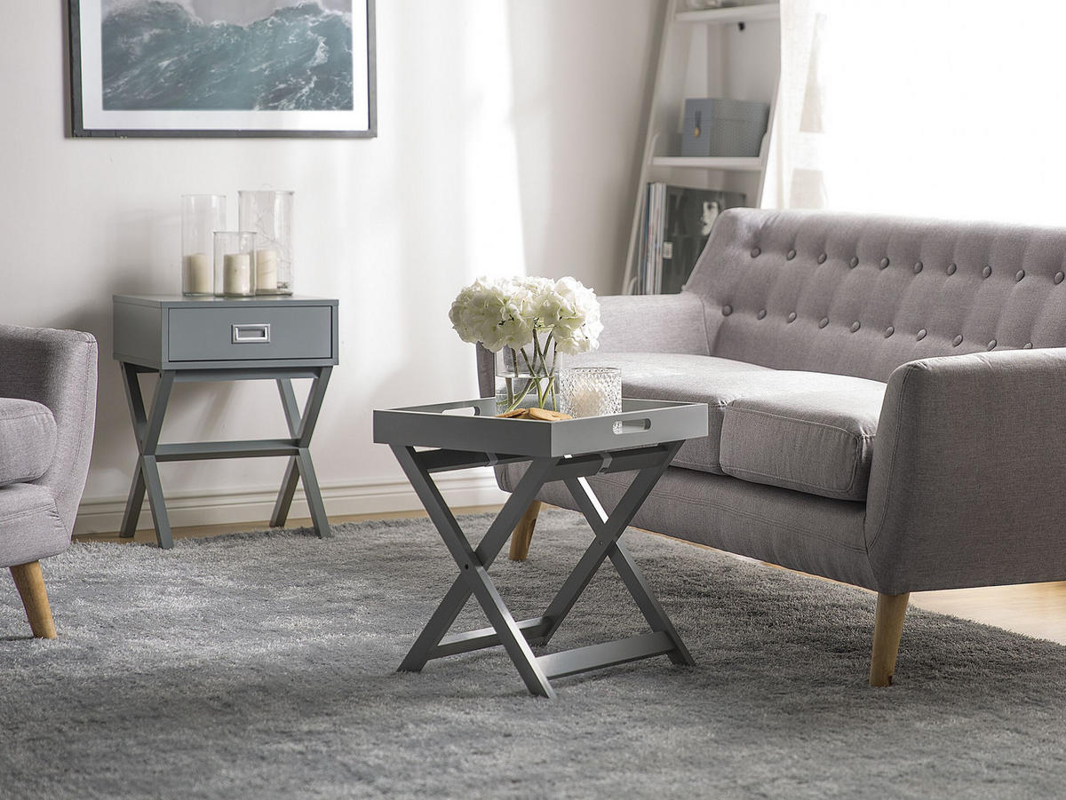 COUCHTISCH grau quadratisch 40/40 cm Chester - Grau, Holzwerkstoff (40/40/46cm) - Beliani