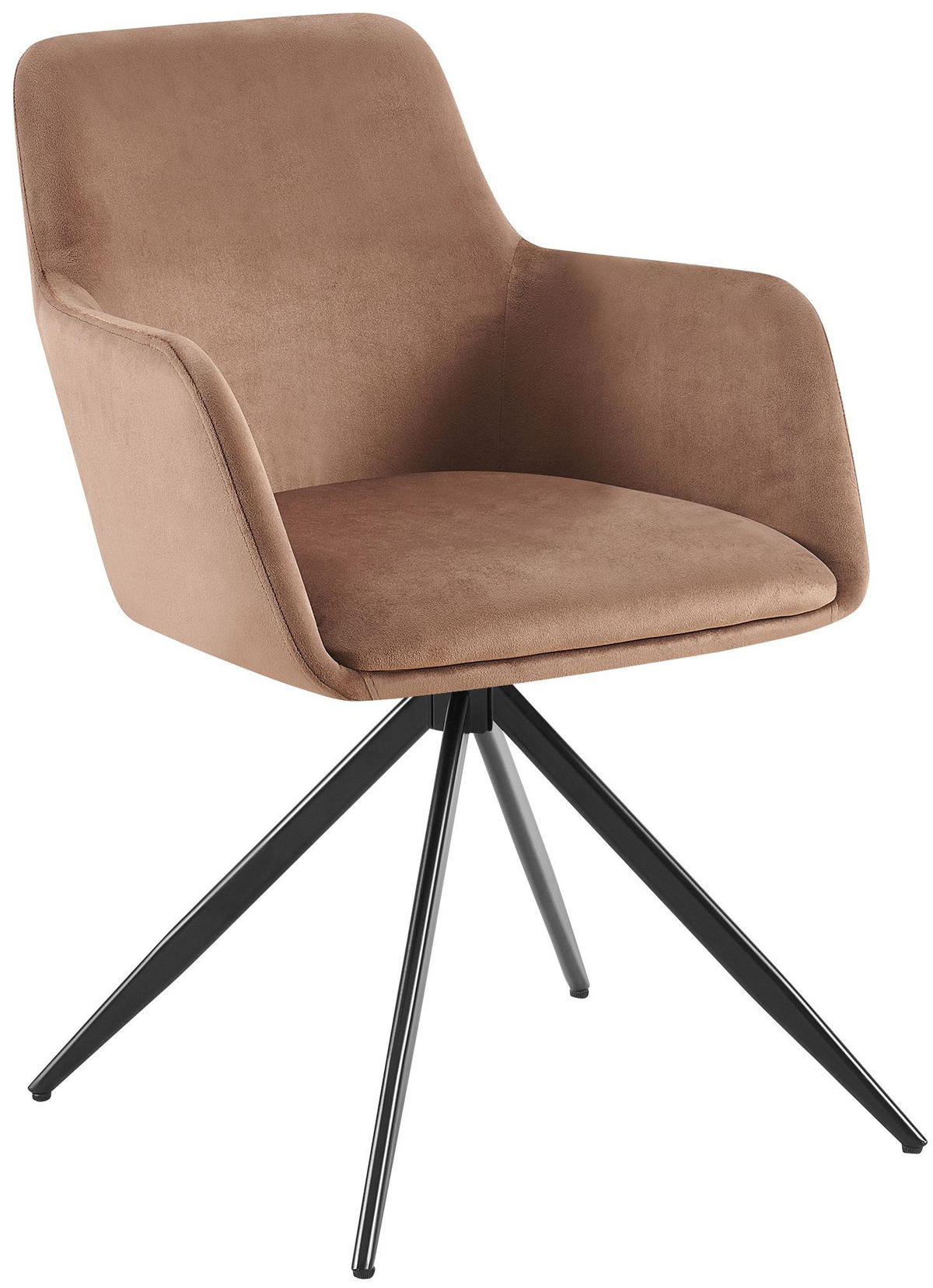 ARMLEHNENSTUHL Samt braun - Schwarz/Braun, Textil/Metall (56/81/62cm) - CLP