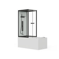 DUSCHBADEWANNE - Schwarze Profile - 150 x 75 x 215 cm - 100 Mikrodüsen & 6 große Düsen - DARIA II - Schwarz, Metall (75/215/150cm) - Vente-Unique