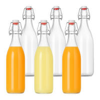 6XFLASCHE - Transparent, Glas/Kunststoff (8.5/31/8.5cm) - Relaxdays