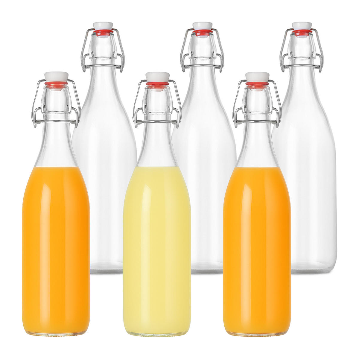 6XFLASCHE - Transparent, Glas/Kunststoff (8.5/31/8.5cm) - Relaxdays