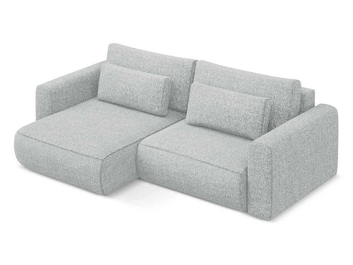 ECKSOFA mit Schlaffunktion Strukturstoff Stoff Grau - Silberfarben/Schwarz, Kunststoff/Textil (149/240cm) - Makamii