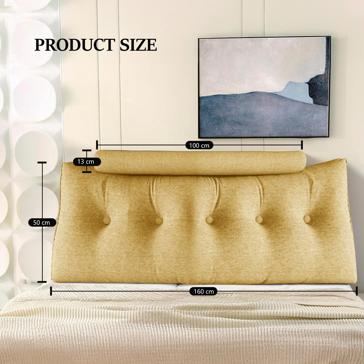 KEILKISSEN mit einem runden Kissen 2er-Set Leinen gelb 160cm - Gelb, Textil (20/160cm) - Vercart
