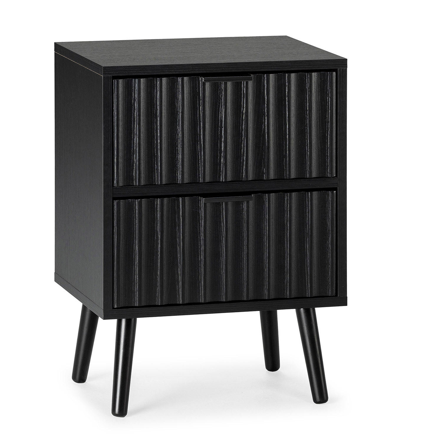 NACHTTISCH Lluvia 2 Schubladen, Schwarz - Schwarz, Holz/Holzwerkstoff (40/55/30cm) - VS Venta-stock