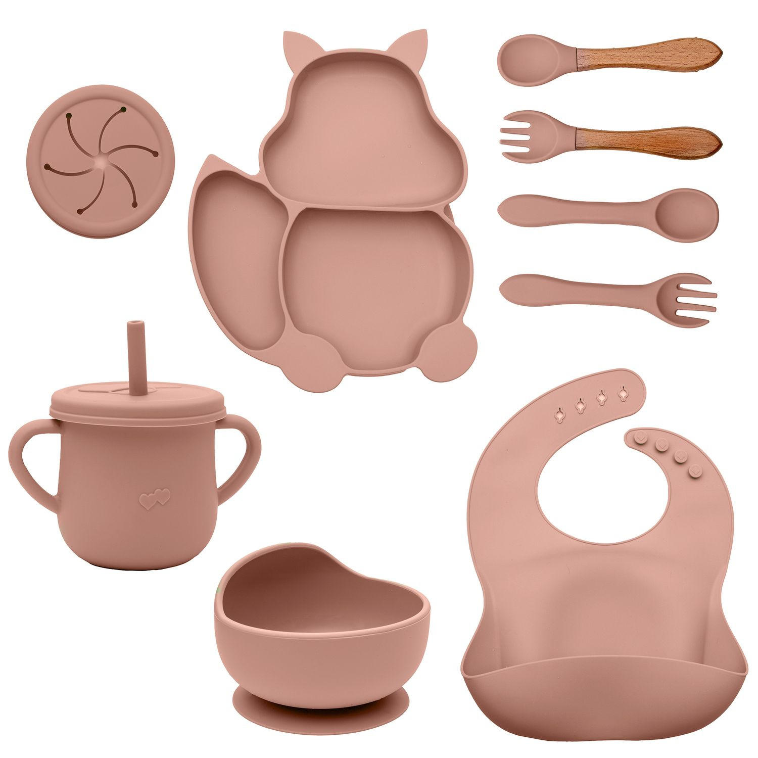 BABY KINDER GESCHIRR SET (8-tlg.) - Rosa, Kunststoff (19/4/24cm) - Intirilife