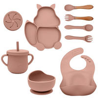 BABY KINDER GESCHIRR SET (8-tlg.) - Rosa, Kunststoff (19/4/24cm) - Intirilife