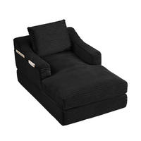 SOFA Cord Schwarz ausziehbar - Schwarz, Textil (100/68/162cm) - WISHDOR