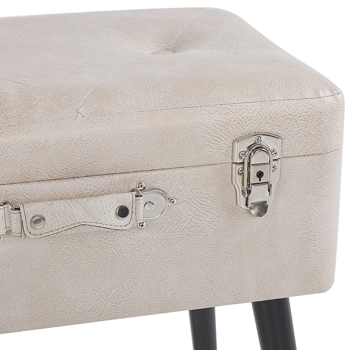 HOCKER Mallard 36/52/46 cm - Beige, Kunststoff/Textil (52/46/36cm) - Beliani