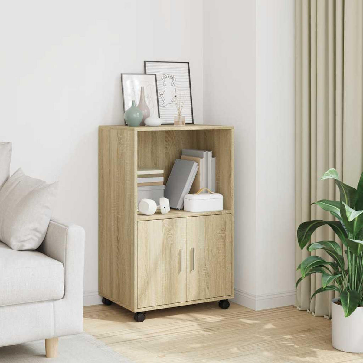 ROLLSCHRANK Sonoma-Eiche 55/40/91 Cm Holzwerkstoff - Braun, Holzwerkstoff (40/91/55cm) - vidaXL