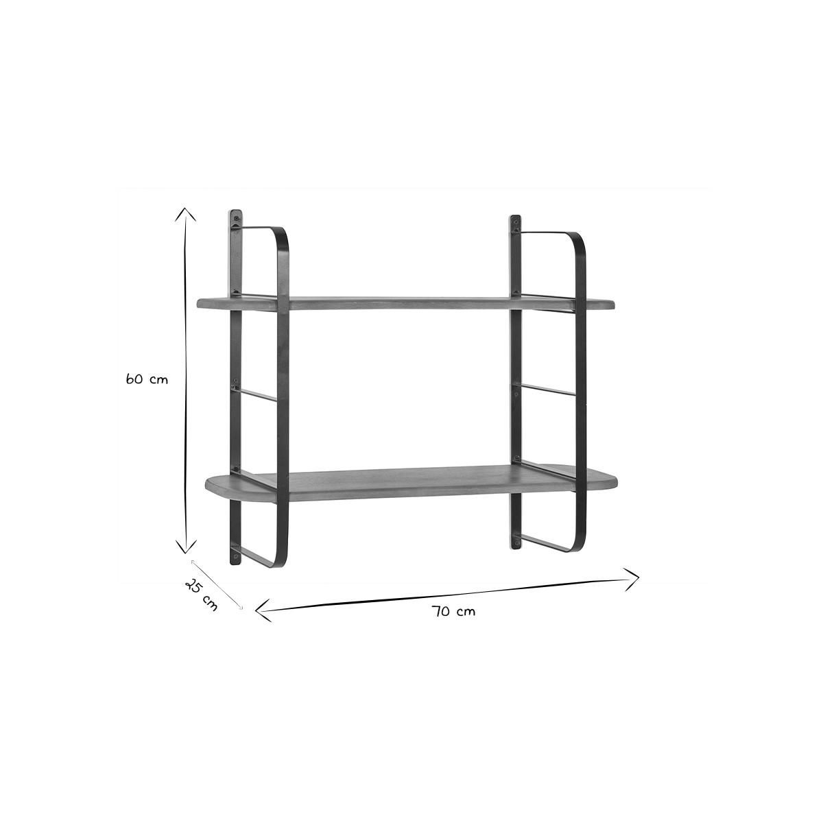 WANDREGAL Massives Mangoholz Schwarzes Metall B70 cm AKINA - Eiche Bianco, Holz (25/60/70cm) - Miliboo