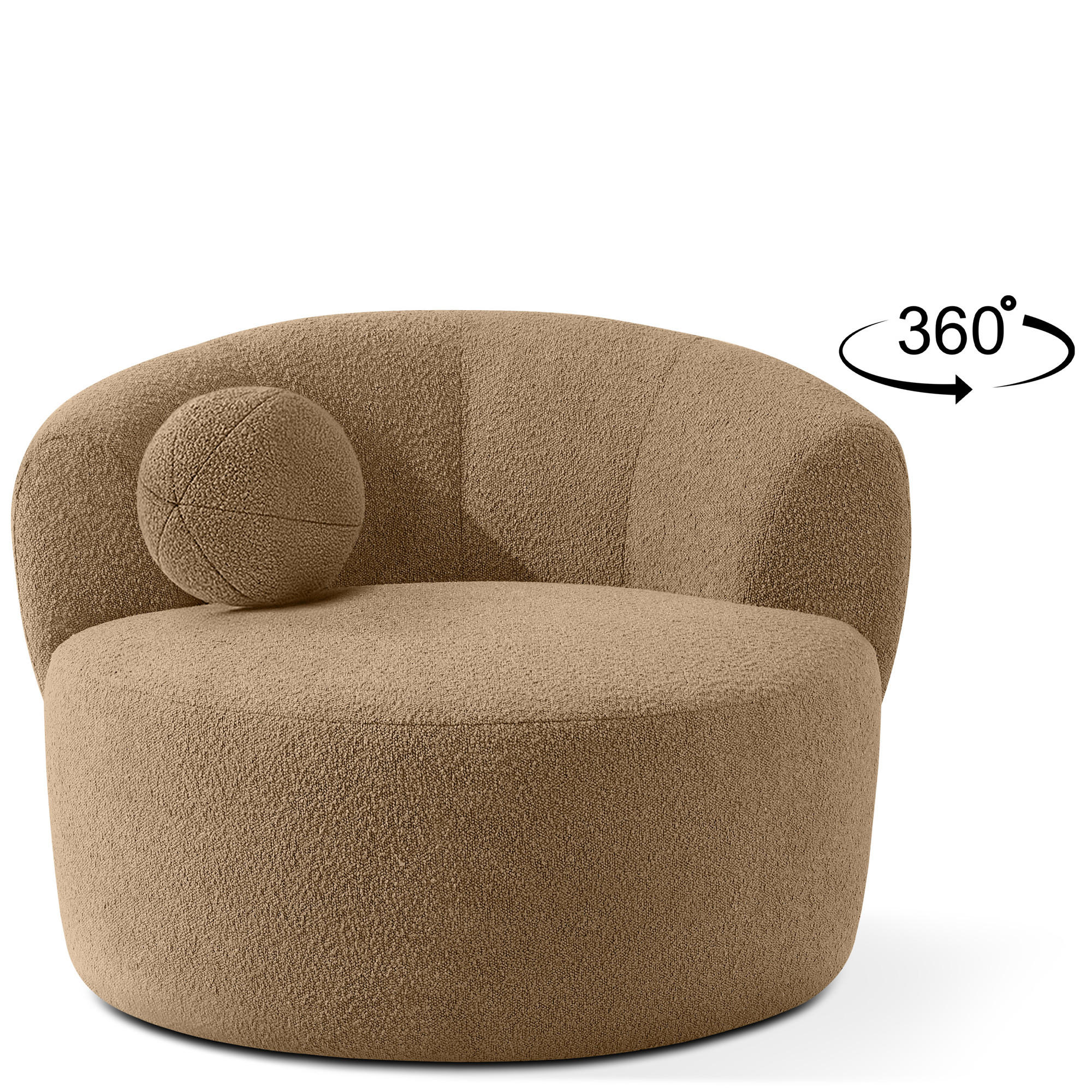 DREHSESSEL VIRA, Dunkelbeige, Bouclé - Schwarz/Braun, Holz/Holzwerkstoff (105/76/100cm) - KONSIMO®