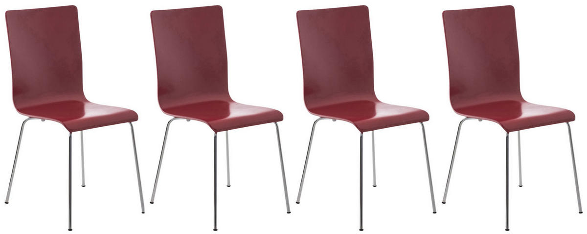 BESUCHERSTUHL Apeldoorn - 2er Set rot - Rot, Holz (43/87/47cm) - TPFLiving