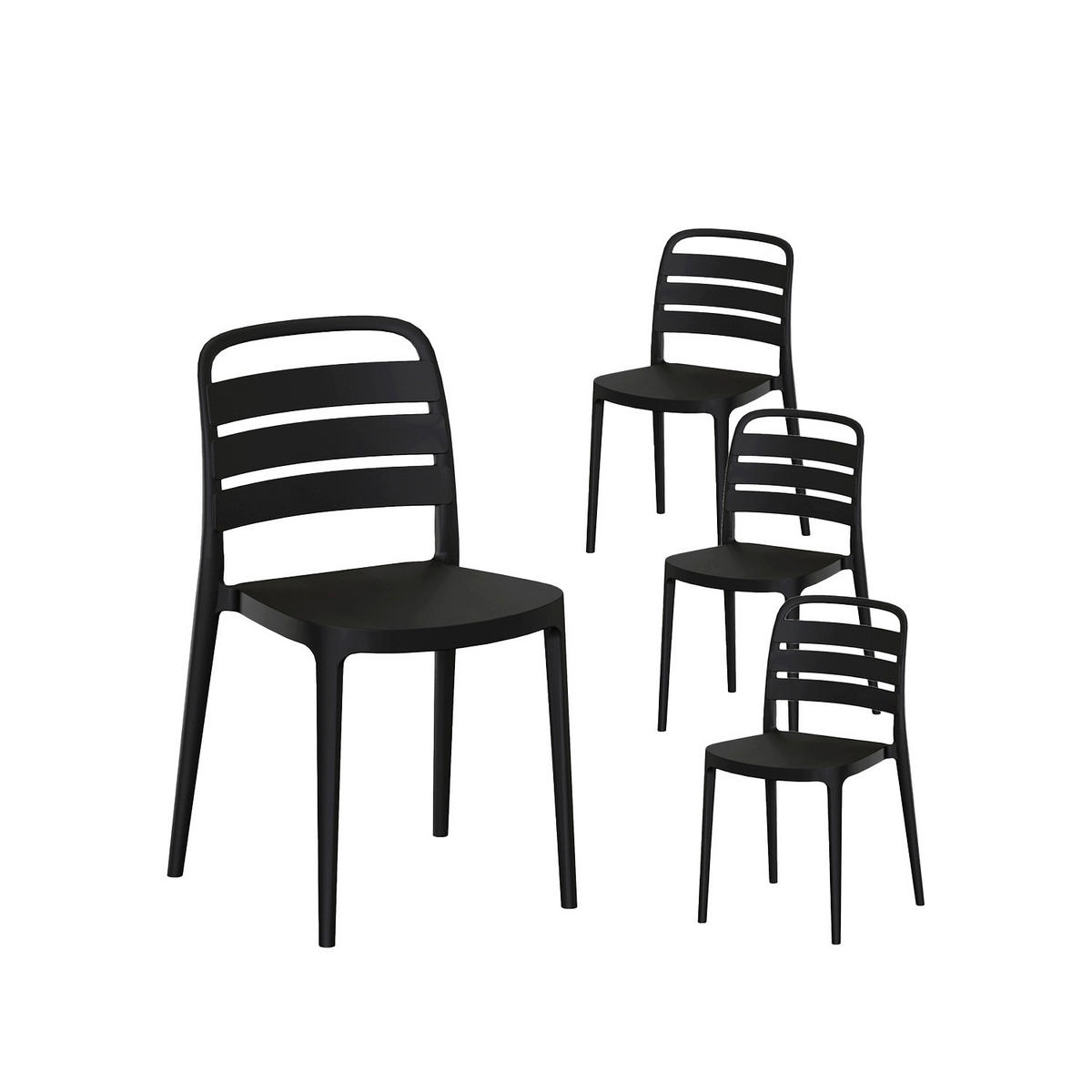 GARTENSTUHL Zira Grau 42 cm x 80 cm 4er-Set - Grau, Kunststoff (42/80/52cm) - Klast Home